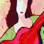 "Guitar Goddess", image: 13"x08". Edition of 40:  $75.00