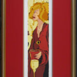 "Pearls & Wine" framed, overall size: 34"x18", edition of 35. Available in Red matting only. $335.00