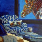 "Electric Zebra", image: 30x24. From my series 'Famous Interiors'. (feat. "Gervy's Zebra", by Andy Warhol)