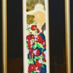 "Hollyhock Hill" with Gold Leaf, ed of 45. Framed: 34"x18", Black matting. $335.00
